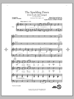 page one of The Sparkling Dawn (Gia Il Sole Dal Gange) (2-Part Choir)