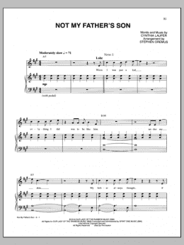 page one of Not My Father's Son (Piano & Vocal)