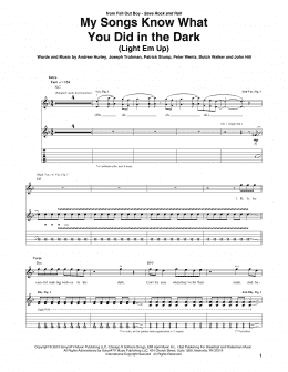 page one of My Songs Know What You Did In The Dark (Light Em Up) (Guitar Tab)