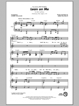 page one of Lean On Me (SSA Choir)