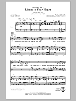 page one of Listen To Your Heart (SAB Choir)