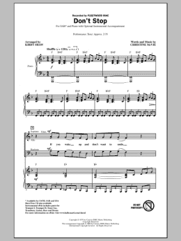 page one of Don't Stop (SAB Choir)