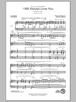 page one of I Will Always Love You (arr. Mac Huff) (SSA Choir)