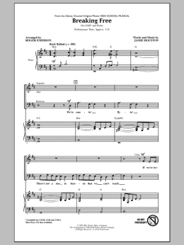 page one of Breaking Free (from High School Musical) (arr. Roger Emerson) (SAB Choir)