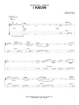 page one of I Know (Guitar Tab)