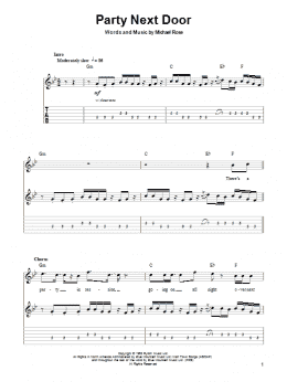 page one of Party Next Door (Guitar Tab (Single Guitar))