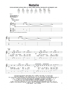 page one of Natalie (Easy Guitar Tab)