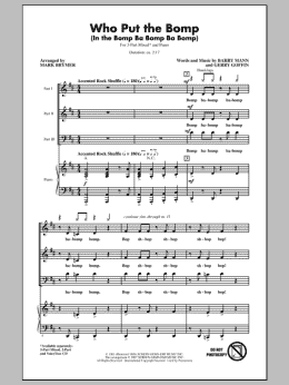 page one of Who Put The Bomp (In The Bomp Ba Bomp Ba Bomp) (3-Part Mixed Choir)