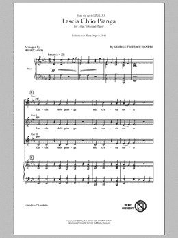 page one of Lascia Ch'io Pianga (3-Part Treble Choir)