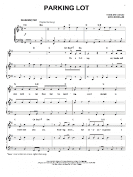 page one of Parking Lot (Piano, Vocal & Guitar Chords (Right-Hand Melody))