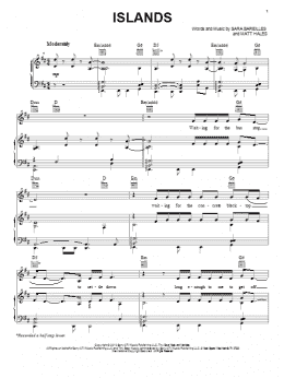 page one of Islands (Piano, Vocal & Guitar Chords (Right-Hand Melody))