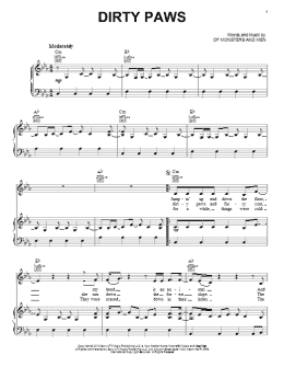 page one of Dirty Paws (Piano, Vocal & Guitar Chords (Right-Hand Melody))