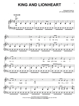 page one of King And Lionheart (Piano, Vocal & Guitar Chords (Right-Hand Melody))