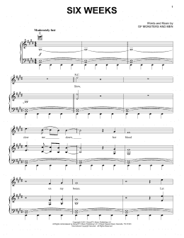 page one of Six Weeks (Piano, Vocal & Guitar Chords (Right-Hand Melody))