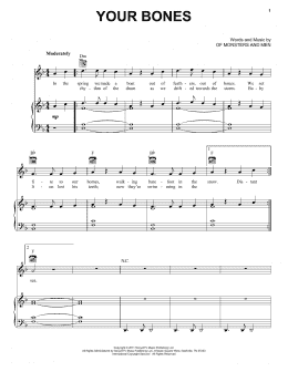 page one of Your Bones (Piano, Vocal & Guitar Chords (Right-Hand Melody))