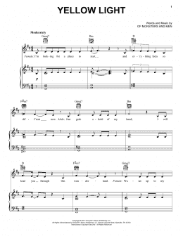 page one of Yellow Light (Piano, Vocal & Guitar Chords (Right-Hand Melody))