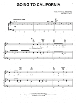 page one of Going To California (Piano, Vocal & Guitar Chords (Right-Hand Melody))