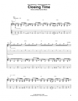 page one of Closing Time (Guitar Tab)