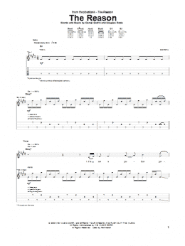 page one of The Reason (Guitar Tab)