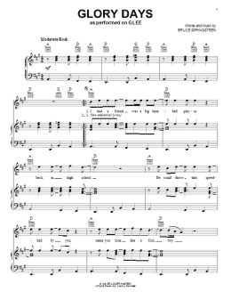 page one of Glory Days (Piano, Vocal & Guitar Chords (Right-Hand Melody))