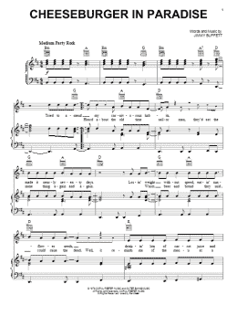 page one of Cheeseburger In Paradise (Piano, Vocal & Guitar Chords (Right-Hand Melody))