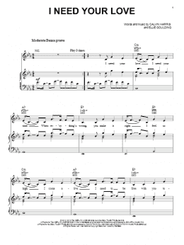 page one of I Need Your Love (Piano, Vocal & Guitar Chords (Right-Hand Melody))