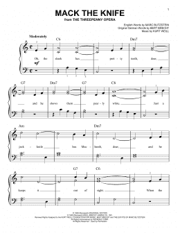 page one of Mack The Knife (Easy Piano)