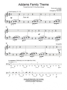 page one of The Addams Family Theme (Educational Piano)