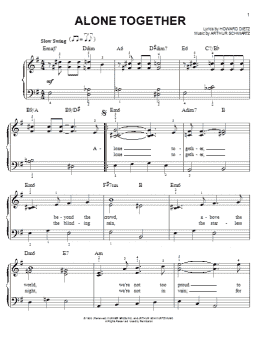 page one of Alone Together (Easy Piano)
