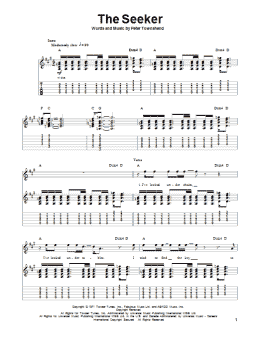 page one of The Seeker (Guitar Tab (Single Guitar))