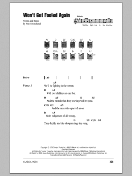 page one of Won't Get Fooled Again (Guitar Chords/Lyrics)