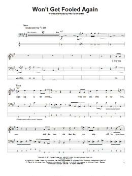 page one of Won't Get Fooled Again (Bass Guitar Tab)
