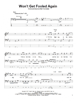 page one of Won't Get Fooled Again (Bass Guitar Tab)