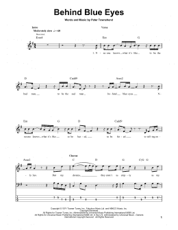 page one of Behind Blue Eyes (Bass Guitar Tab)