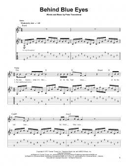 page one of Behind Blue Eyes (Guitar Tab (Single Guitar))