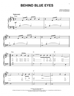 page one of Behind Blue Eyes (Easy Piano)