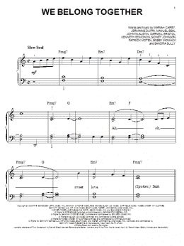 page one of We Belong Together (Easy Piano)