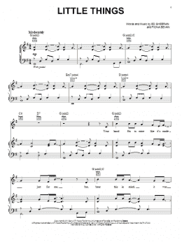 page one of Little Things (Piano, Vocal & Guitar Chords (Right-Hand Melody))