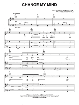 page one of Change My Mind (Piano, Vocal & Guitar Chords (Right-Hand Melody))