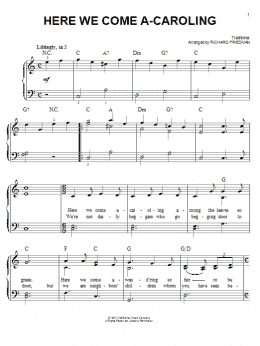 page one of Here We Come A-Caroling (Easy Piano)