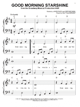 page one of Good Morning Starshine (from 'Hair') (Big Note Piano)