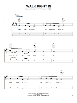 page one of Walk Right In (Easy Ukulele Tab)
