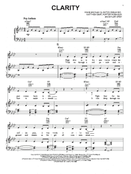 page one of Clarity (Piano, Vocal & Guitar Chords (Right-Hand Melody))