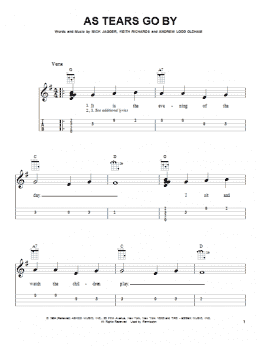 page one of As Tears Go By (Easy Ukulele Tab)