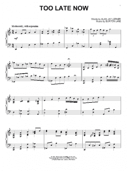 page one of Too Late Now (Piano Solo)