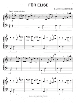 page one of Fur Elise (Big Note Piano)