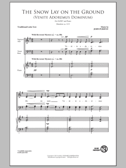 page one of The Snow Lay On The Ground (Venite Adoremus Dominum) (SATB Choir)