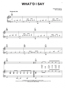 page one of What'd I Say (Piano, Vocal & Guitar Chords (Right-Hand Melody))