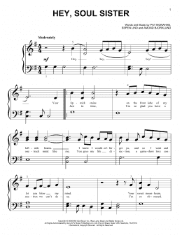 page one of Hey, Soul Sister (Big Note Piano)