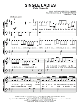 page one of Single Ladies (Put A Ring On It) (Big Note Piano)